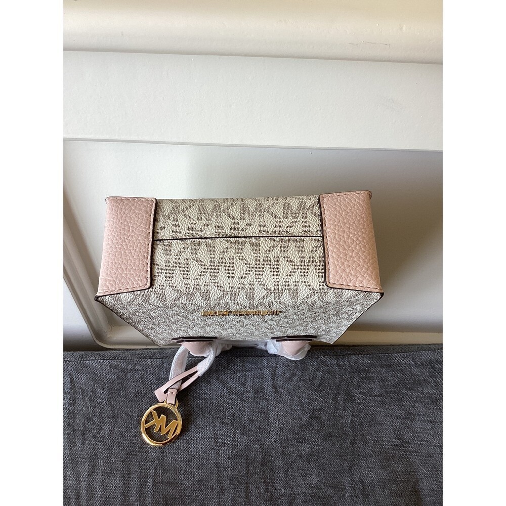 Michael Kors‎ Mercer Mini Tote Crossbody Bag Charm Logo Blush Multi XS - Picture 3 of 7